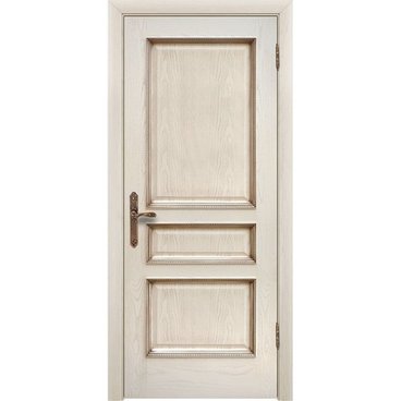 Межкомнатная дверь шпон Альба ясень карамельный с патиной глухая