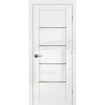 Межкомнатная дверь экошпон Profilo Porte G-15 белый глянец стекло Lacobel черный