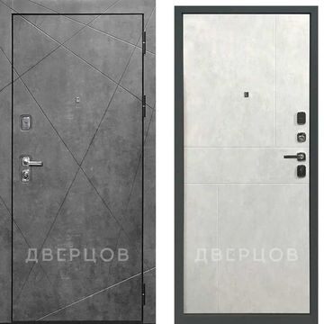 Входная дверь Прогресс ПВХ тёмный бетон панель ПВХ светлый бетон