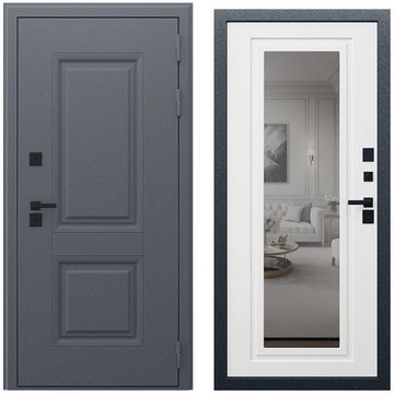 Входная уличная дверь Арктика с зеркалом внутри