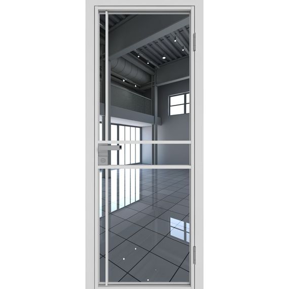 Межкомнатная алюминиевая дверь 9AG белая матовая RAL 9003 остеклённая