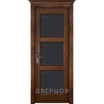 Межкомнатная дверь массив ольхи ОКА Турин античный орех остеклённая