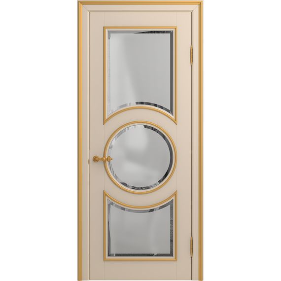 Межкомнатная дверь массив бука Viporte Лацио Амбиенте ваниль патина золото остекление 3