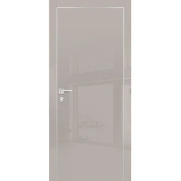 Межкомнатная дверь HGX-1 латте глянец с алюминиевой кромкой