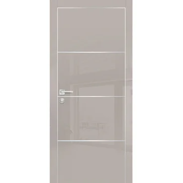 Межкомнатная дверь HGX-2 латте глянец с алюминиевой кромкой