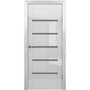 Межкомнатная дверь глянцевая Albero Вена глянец белый стекло бронзовое