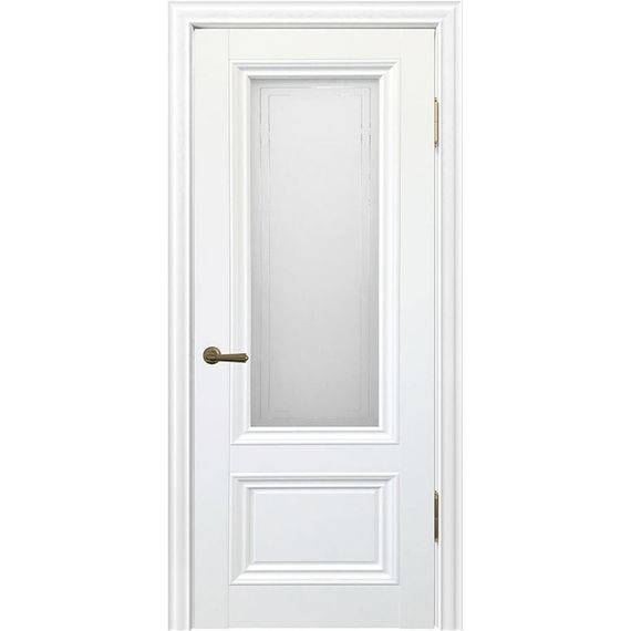 Фото межкомнатной двери экошпон Алтай 802 снежная королева остеклённая