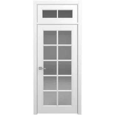 Межкомнатная дверь с верхней фрамугой Классика 5 белая со стеклом