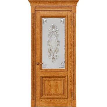 Межкомнатная дверь массив дуба Alvero Екатерина дуб натуральный патина остеклённая