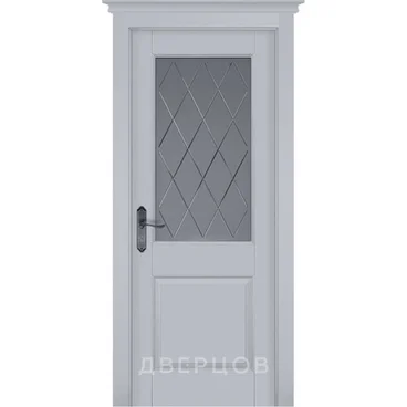 Межкомнатная дверь массив ольхи ОКА Элегия грей стекло графит с фрезеровкой