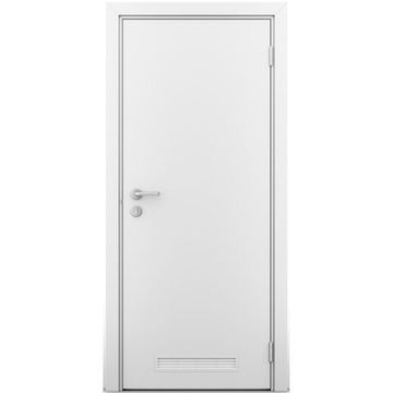 Влагостойкая дверь белая с вентиляционной решёткой