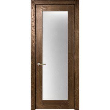 Межкомнатная дверь массив дуба без сучка Дверцов Кастро остеклённая дуб табак