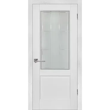 Межкомнатная дверь шпон Прованс 12 белый ясень со стеклом
