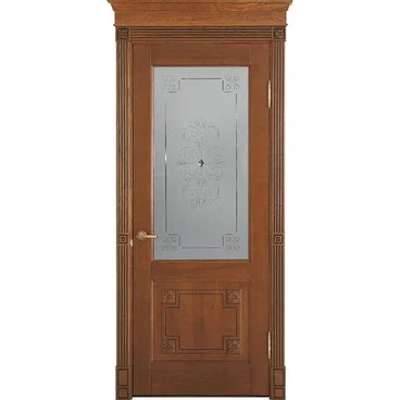 Дверь массив дуба Флоренция табачный остеклённая