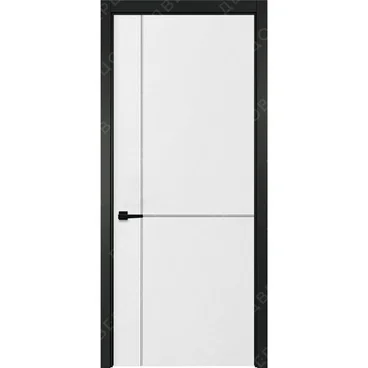 Межкомнатная белая дверь Графика 3 с чёрным наличником