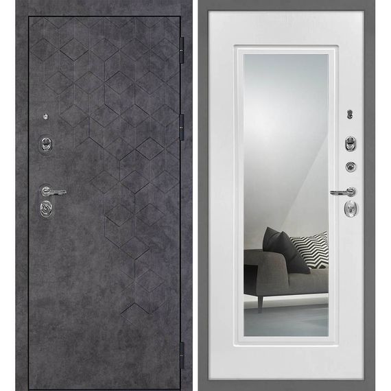 Входная дверь Тетра-126 панель белое дерево зеркало