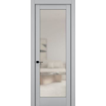 Межкомнатная дверь керамик NC 8 шеллак серый остеклённая