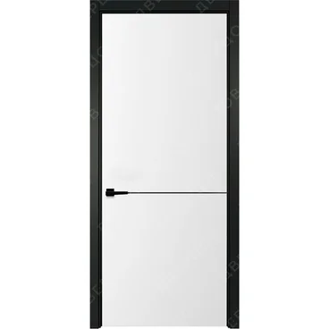 Межкомнатная белая дверь Лайн 2 с чёрным наличником