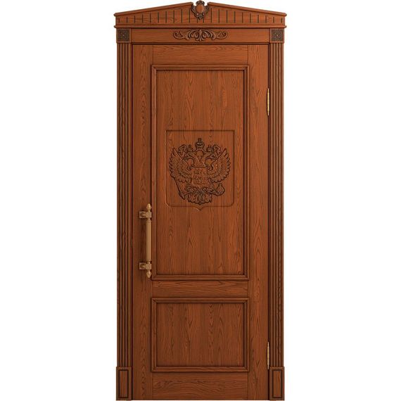 Межкомнатная дверь массив дуба Статус табачный патина черная глухая