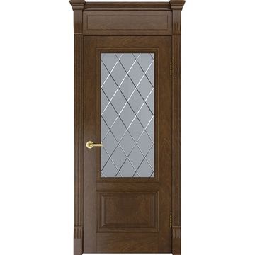 Межкомнатная дверь шпон Лондон дуб виски со стеклом