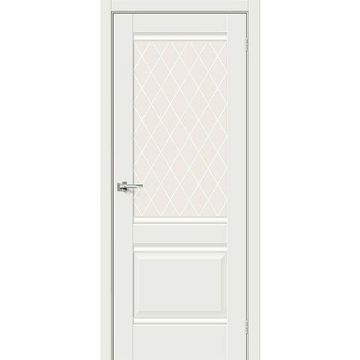 Межкомнатная дверь эмалит Прима-3 white matt остеклённая
