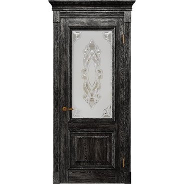 Межкомнатная дверь массив дуба Alvero Екатерина седая ночь остеклённая