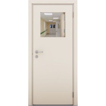 Влагостойкая дверь крем матовый с открывающимся окном