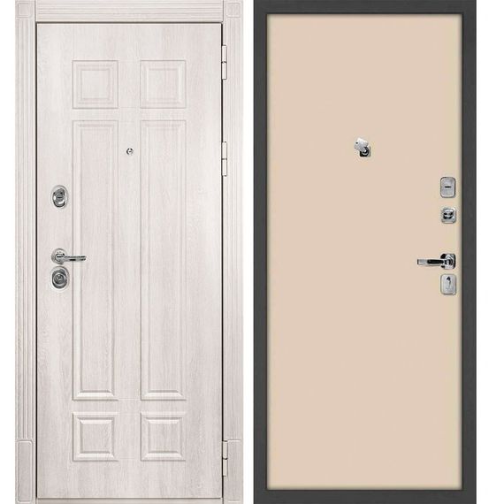 Входная дверь Гера 2 дуб филадельфия крем панель гладкая бежевая