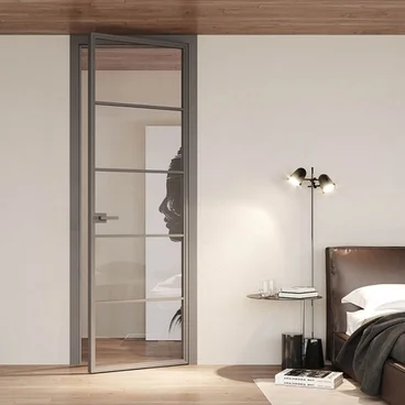 Межкомнатная алюминиевая дверь Loft-S 6 стекло прозрачное бесцветное