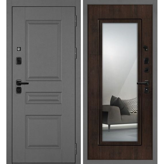 Входная дверь Октава-150 панель тиковое дерево зеркало