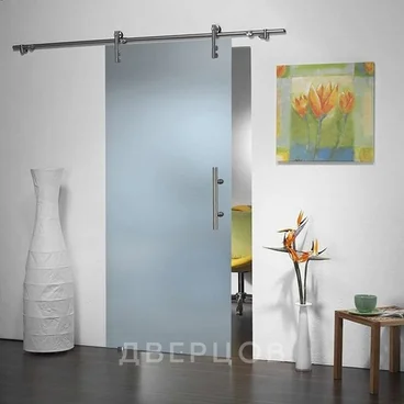 Стеклянная раздвижная дверь Лофт Лайт бесцветная матовая