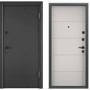 Входная дверь Delta PRO MP чёрный шёлк D6-28 ПВХ бьянко