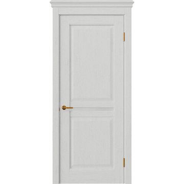 Межкомнатная дверь массив дуба селект Alvero Афина бьянко глухая с узкой стеклянной вставкой