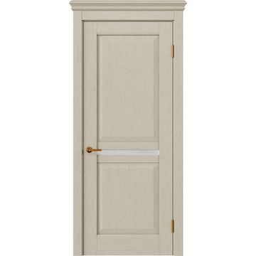 Межкомнатная дверь массив дуба селект Alvero Афина белёный дуб глухая с узкой стеклянной вставкой