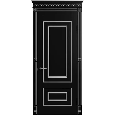 Межкомнатная дверь массив бука Viporte Неаполь нуар патина серебро глухая