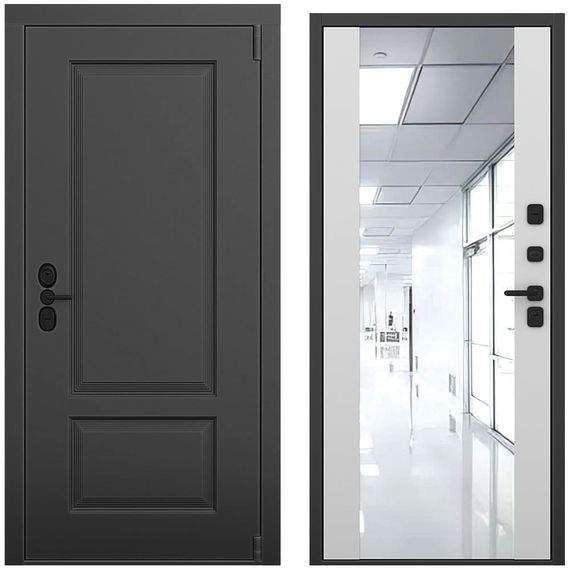 Входная дверь Шэбби чёрный силк панель зеркало Maxi манхеттен