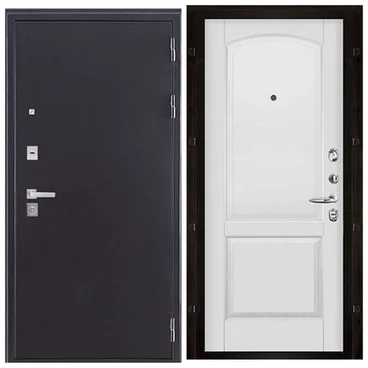 Входная дверь Колизей Плюс антик тёмное серебро панель Фоборг белая эмаль