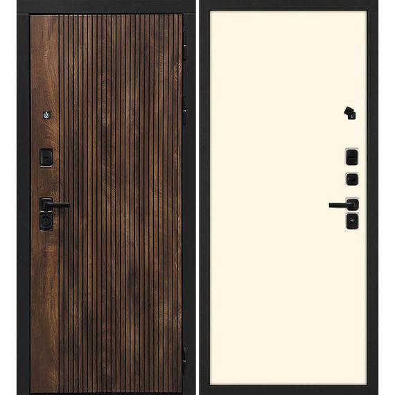 Входная дверь Лофт-1 дуб коньяк патина панель гладкая магнолия