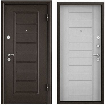 Входная дверь Delta PRO MP VDM-2 коричневый букле D-13 ПВХ дуб белый матовый