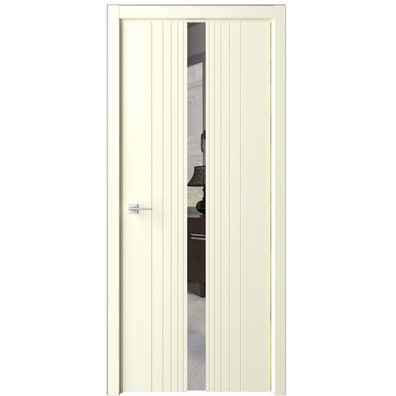 Фото межкомнатная дверь эмаль Геометрия 8 слоновая кость стекло зеркало