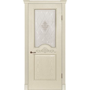 Межкомнатная дверь шпон Париж крем остеклённая