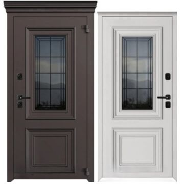 Входная уличная дверь Исландия Термо AG 6004 RAL 8019 шоколад RAL 9016 белый