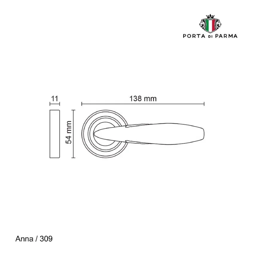 Дверная ручка на розетке Porta Di Parma Anna полированный хром