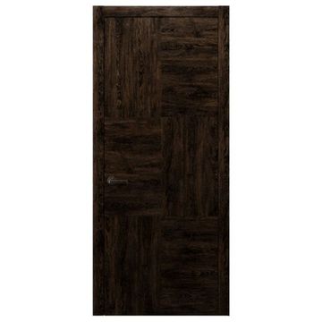 Межкомнатная дверь массив дуба Alvero Флэт-III орех чëрный глухая