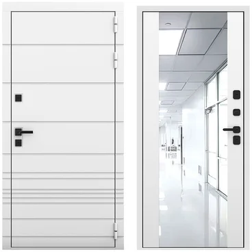 Входная дверь Бионика белый матовый панель зеркало Maxi