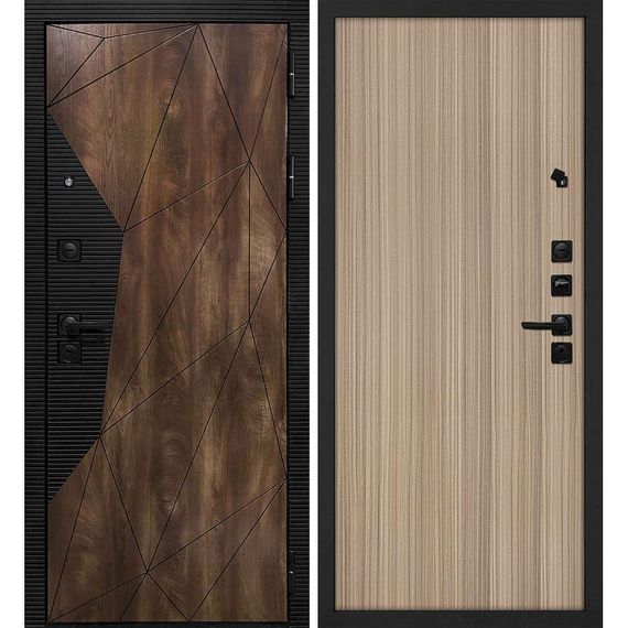 Входная дверь Лофт-2 дуб коньяк патина чёрный кварц панель гладкая эвкалипт тасманский