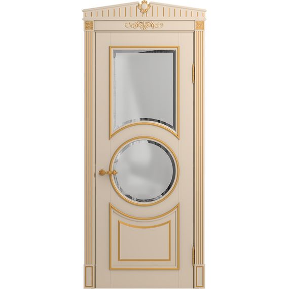 Межкомнатная дверь массив бука Viporte Лацио Амбиенте ваниль патина золото остекление 2