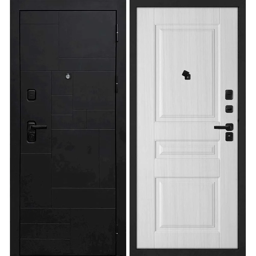 Входная дверь Лабиринт-201 панель фрезерованная PR-150 сандал белый