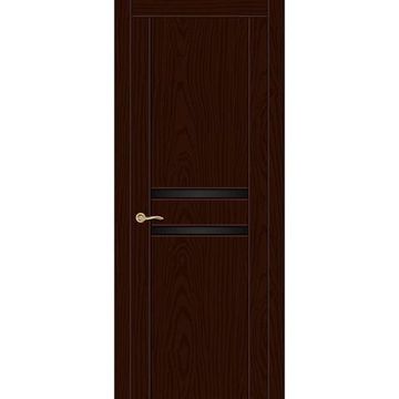 Межкомнатная дверь шпонированная Ситидорс Турин 2 ясень шоколад остеклённая