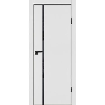 Межкомнатная белая дверь ПЭТ P-22 кромка ABS черная со стеклом